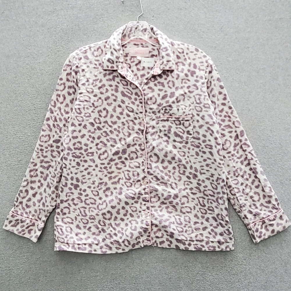 Victorias Secret Women Sleepwear XS Pink Sleepshirt Leopard Print Long Sleeve